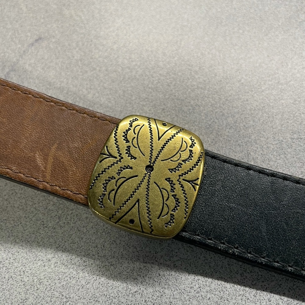 Vintage Brighton Leather Patchwork Colorblock Belt - image 7